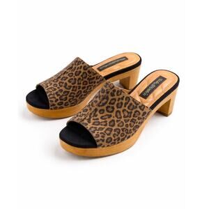 Kelsi Dagger Brooklyn Ryan Leopard Platform Mule Heels Size 8.5 NWOT